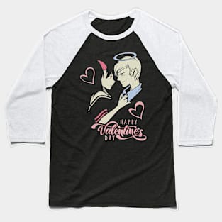 Valentine's Day Devil Angel Cartoon Boundless Love Gift Baseball T-Shirt